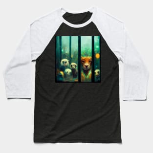 An abstract image of a lion's life at the zoo. Baseball T-Shirt